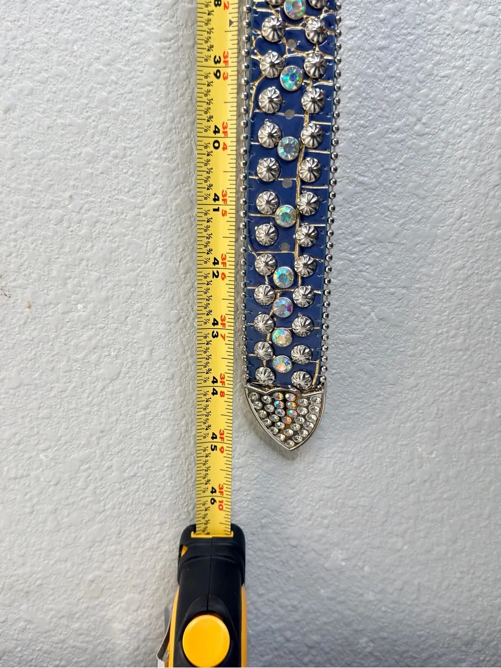 Western Blue Rhinestone Belt Crystal Diamond Studded Faux Leather Cowgirl Belt